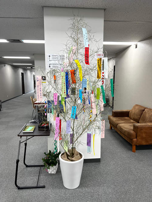 エムジェイ社内に飾った短冊